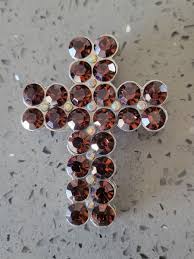 Cross Vintage Large Brooch Pendant Silver Tone Crystal Rhinestones Brown | eBay