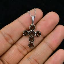 Natural Smoky Quartz Pendant Necklace, 925 Sterling Silver, Holy Cross Pendant, June Birthstone, Charm Pendant, Birthday Gift, Gift for Her - Etsy Canada