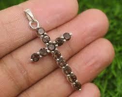 Smoky Quartz Silver Pendant, Smoky Cross Pendant, Quartz Round Christian Necklace, Birthstone Necklace, Religious Necklace, Charm Necklace - Etsy UK