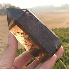 0.81LB Top Natural Smokey Quartz Obelisk Crystals Tower Wand ...