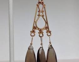 Smoky Quartz Dangling 3" Drop Chandelier Sterling Silver Earrings - Etsy