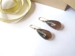 Smoky quartz tear drop earring | amy-kreiling