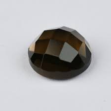 Smoky Quartz Gemstone: 7mm-15mm Round Checkerboard Cut, Flat ...