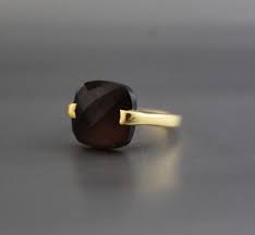 Smoky Quartz Ring - Brown Ring - Gold Ring - Stacking Ring ...