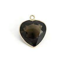 Vintage 1960's Heart Brown Smoky Quartz Pendant Charm 12K ...