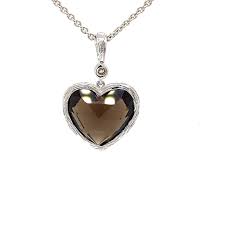 14k White Gold Amethyst Heart Pendant Necklace: Diamond Bale ...
