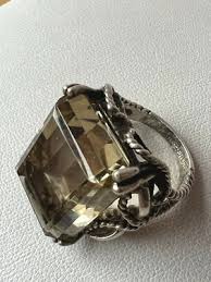 VINTAGE LARGE SMOKY QUARTZ RING 925 STERLING SILVER ORNATE ...