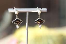 Vintage Sterling Silver Smoky Quartz Pearl Earrings. RARE ...