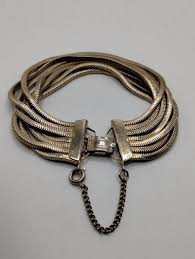 Vintage Silver Tone Multistrand Bracelet 7" Long Safety Chain Clasp | eBay