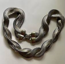 Vintage Silver Very Cool Twisted Omega Chain Necklace | eBay