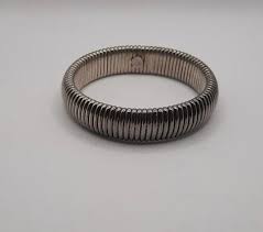 Vintage Silver Tone Elastic Stretchy Bangle Bracelet 15mm | eBay