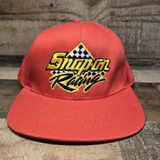 Vintage Snap On Racing Hat Snapback Embroidered Cap Red White Yellow 90s Nascar | eBay