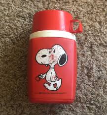 Vintage Snoopy 1958 Thermos, Charlie Brown Peanuts Gang Red ...