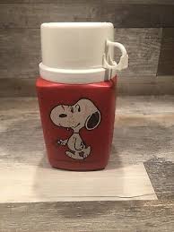 VINTAGE 1958 SNOOPY RED LUNCH BOX THERMOS 8 OZ ...