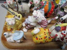 Lot - 19 Porcelain Whimsi Clay Cat Figurines