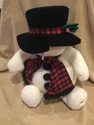 1997 Big Plush 21" SNOWDEN The SNOWMAN Glittery Eyes Red ...