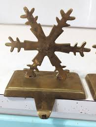 Set of 2 Vintage Solid Brass Snowflake Stocking Holders 6 ...