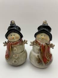 Christmas Snowman Salt & Pepper Shaker Set Kirklands Potters ...