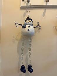 Hanging Snowmen (2) Dangling Legs Ceramic Winter Christmas Decoration Ornament | eBay