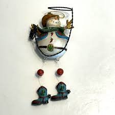 Pair of Western Cowboy Snowman Christmas Ornaments Sheriff & Wrangler with Lasso | eBay