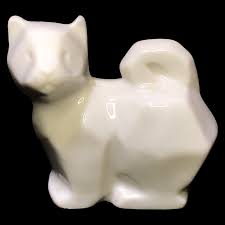 Japanese Ceramic Zodiac Kawii White Dog Statue Good Luck Art ...