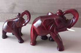 Set of Two Wooden Elephant Figurines - Etsy