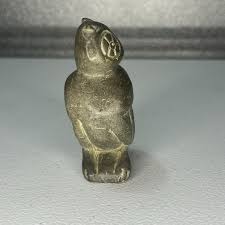 Primitive Vintage Hand Carved Soapstone Owl Sculpture ...