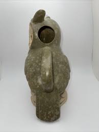 Ceramic Owl Watering Jug Can Green Brown Beige Glaze Garden ...