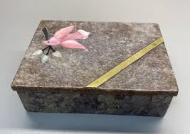 Vintage Marble Trinket Box With Lid Pearlescent Dove Bird And Brass Strip. | eBay