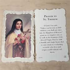 St Therese Gold Embossed Holy Card | Discount Catholic Products