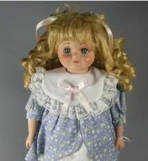 #52 - 14.5" PORCELAIN DOLL WITH TEARDROPS BLONDE ...