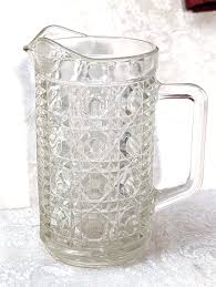 Vintage Clear Pressed Glass Pitcher Octagons/Bars/Diamonds ...