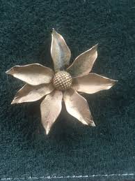 Vintage Primex Gold Tone Brooch Pin Open Petals Flower ...