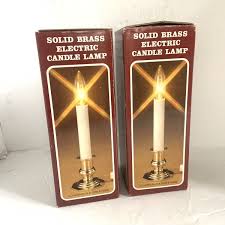 Vtg Lot of 2 Solid Brass Electric Candle Lamps With On / Off ...