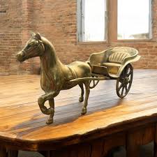 Vintage Brass Horse and Carriage, Large Solid Brass Horse ...