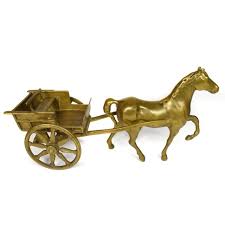 Mid 20th Century Italian Solid Brass Horse and Carriage Cart ...
