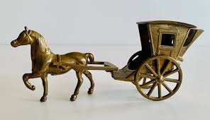 Vintage Decorative Brass Horse and Carriage | Chairish