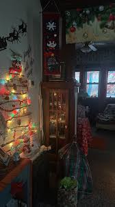 Homemade Christmas tree with shower curtain tapestry