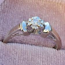 10K VINTAGE SOLID WHITE GOLD SOLITAIRE DIAMOND WOMEN'S RING SIZE-4.75 | eBay