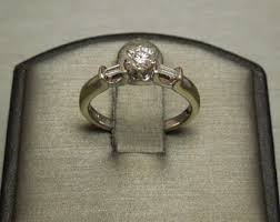 Vintage Estate Classic 14K White Gold 0.41TCW F SI2 Round Brilliant Diamond Solitaire & Baguette Engagement Ring Sz 6 - Etsy