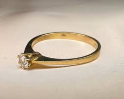 Vintage 14k Gold Diamond Solitaire Ring - US Size 7 1/4 - Etsy