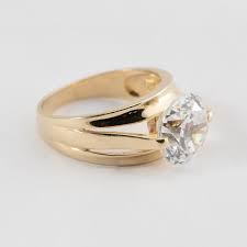 CZ Statement Ring 14k Yellow Gold, Round Stone 10mm, Ring Size 6 - Etsy