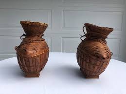 Mid 20th Century Asian Rattan Fish Baskets - a Pair | Chairish