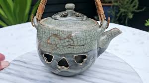 Vintage Somayaki Tea Pot, Soma Ware Double Wall Crackle Tea Pot, Japanese Somayaki Hand Made Pottery Covered Tea Pot With Bamboo Handle, - Etsy Australia