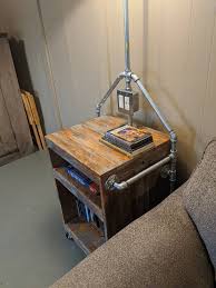 End Table With Industrial Lighting. Reclaimed Wood ...