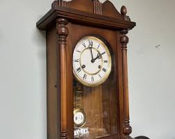 Antique German Wall Clock With Key Wind and Gong Chime ...