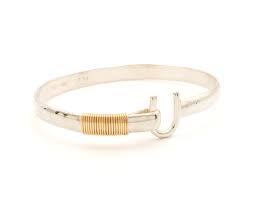 St. Croix Hook Bracelet, Silver & 14K Gold, 6mm - Sonya Ltd