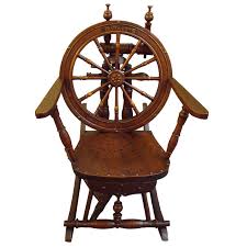 Early and Rare 19thc Spinning Wheel Rocking Chair Signed ...