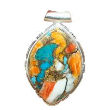 Large Orange Spiny Oyster Turquoise Gemstone 925 Sterling Silver Handmade Statement Pendant for Men and Women Gift Jewelry - Walmart.com