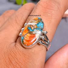 Oyster Copper Turquoise Ring Solid 925 Sterling Silver ...